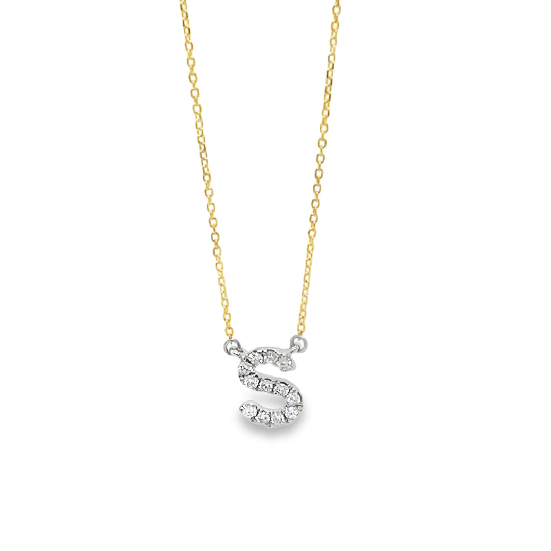 Diamond 'S' Necklace 18ct Yellow & White Gold