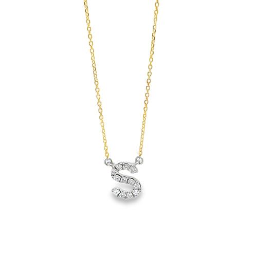 Diamond 'S' Necklace 18ct Yellow & White Gold