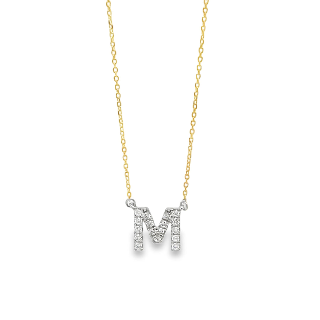 Diamond 'M' Necklace 18ct Yellow & White Gold
