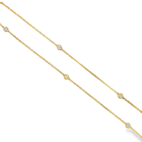 Bezel Set Diamond Necklace 18ct Yellow Gold