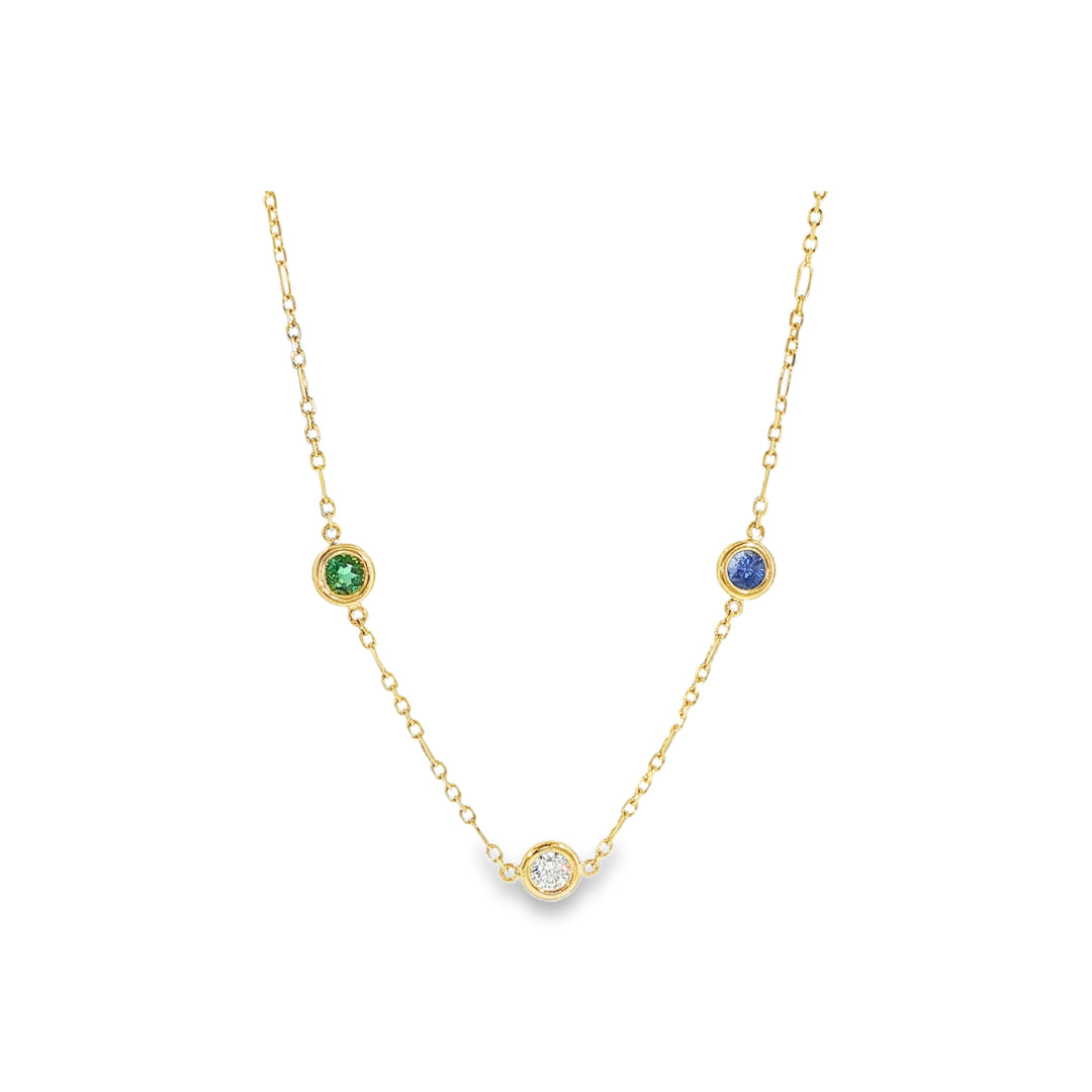 Italian 3 Stone Necklace