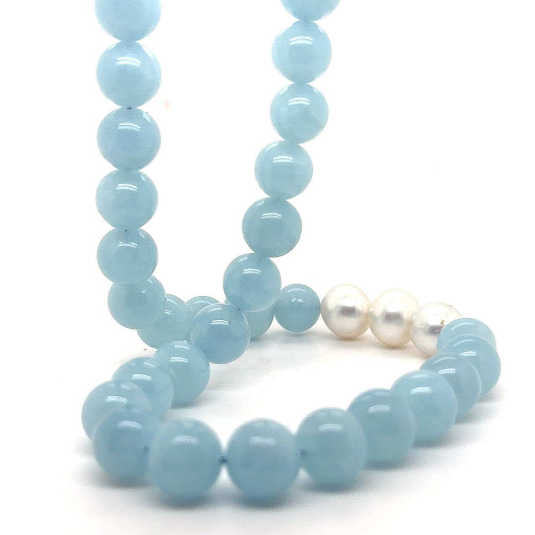 Aquamarine and Pearl Necklace