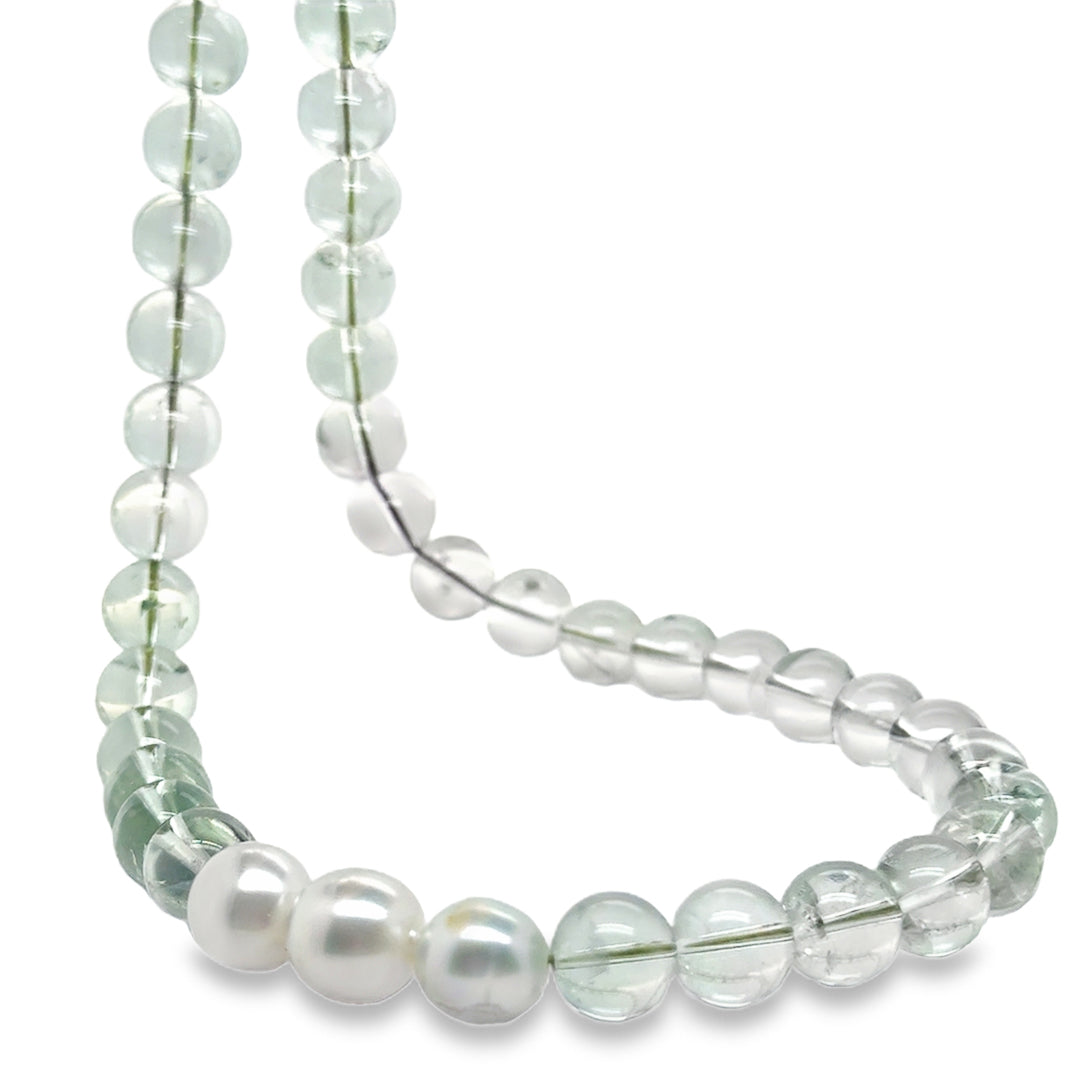 Green Amethyst and Pearl Necklace