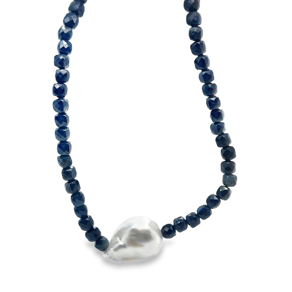 Sapphire Bead & Pearl Necklace