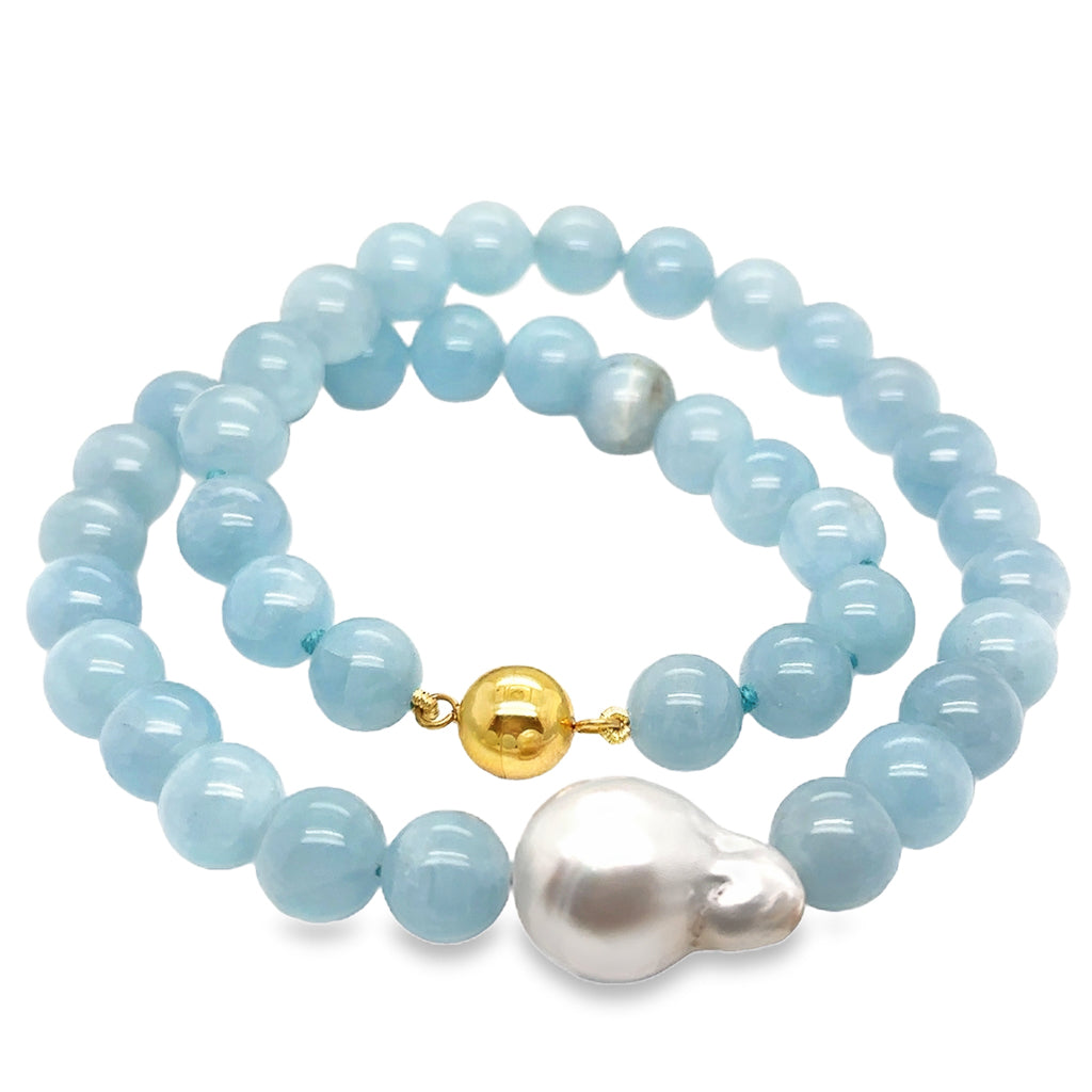 Aqumarine & Pearl Necklace