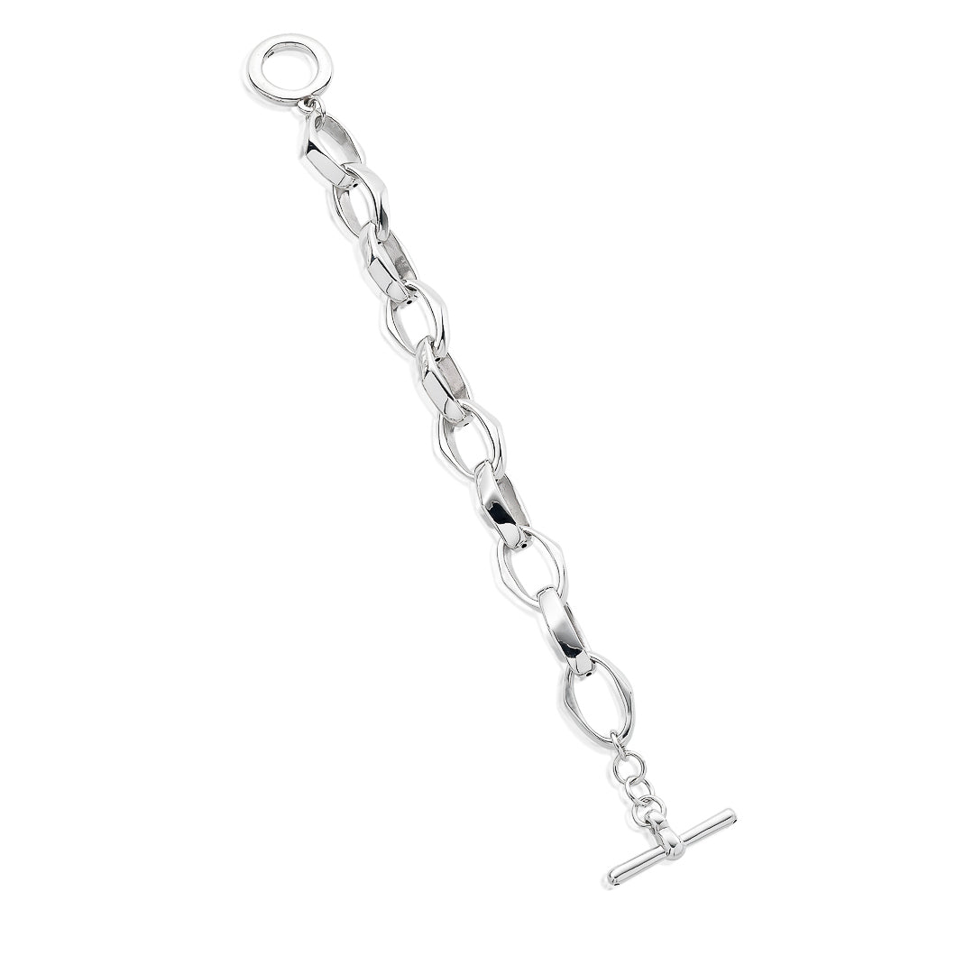 Sterling Silver Faceted Oval Bangle Sterling Silver