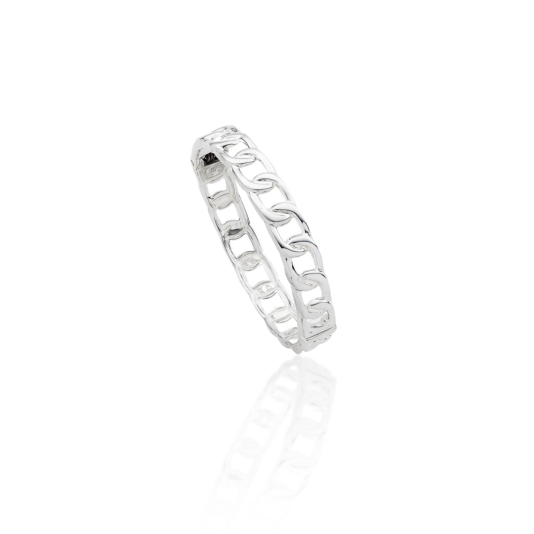 Sterling Silver Solid Oval Bangle Sterling Silver