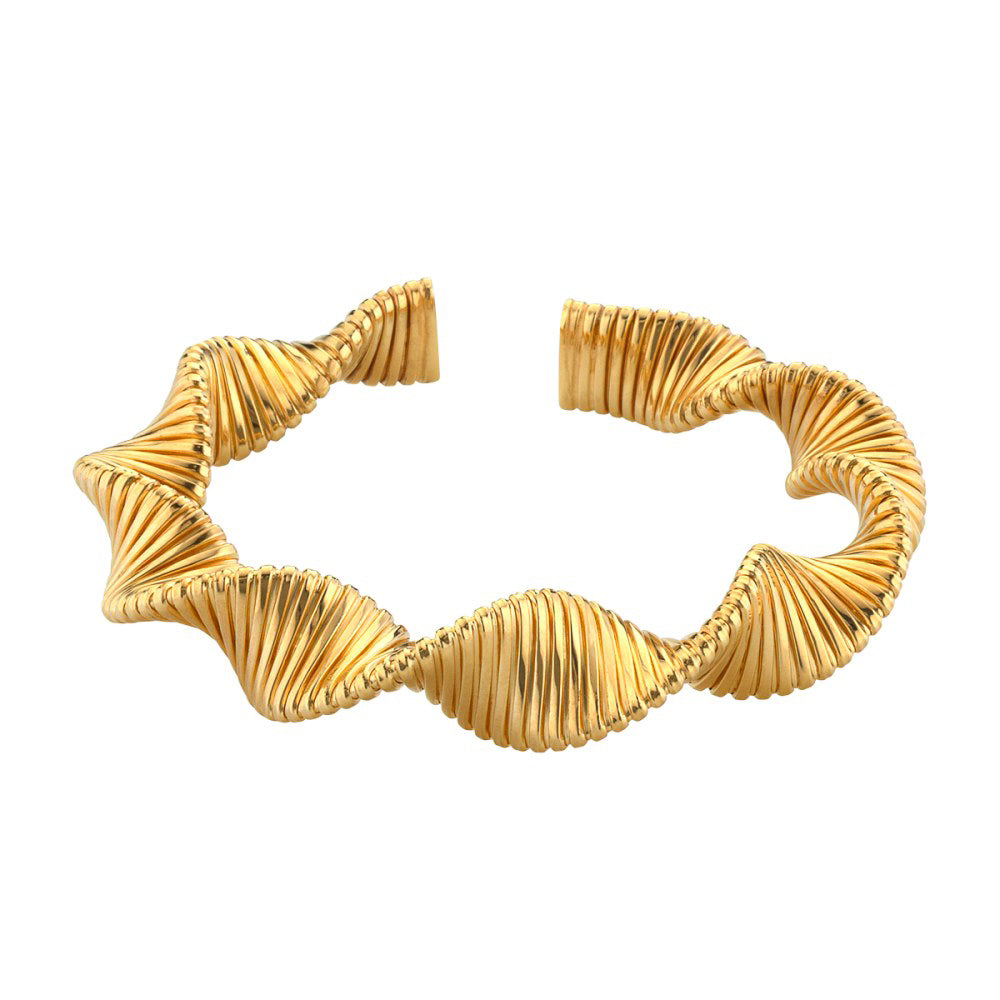 Italian Tubogas Spiral Bangle Sterling Silver, Gold Plated