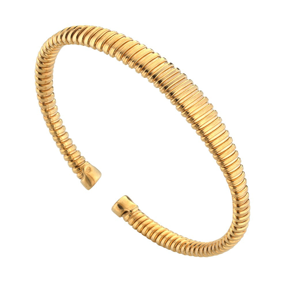 Italian Tubogas Bangle Sterling Silver, Gold Plated