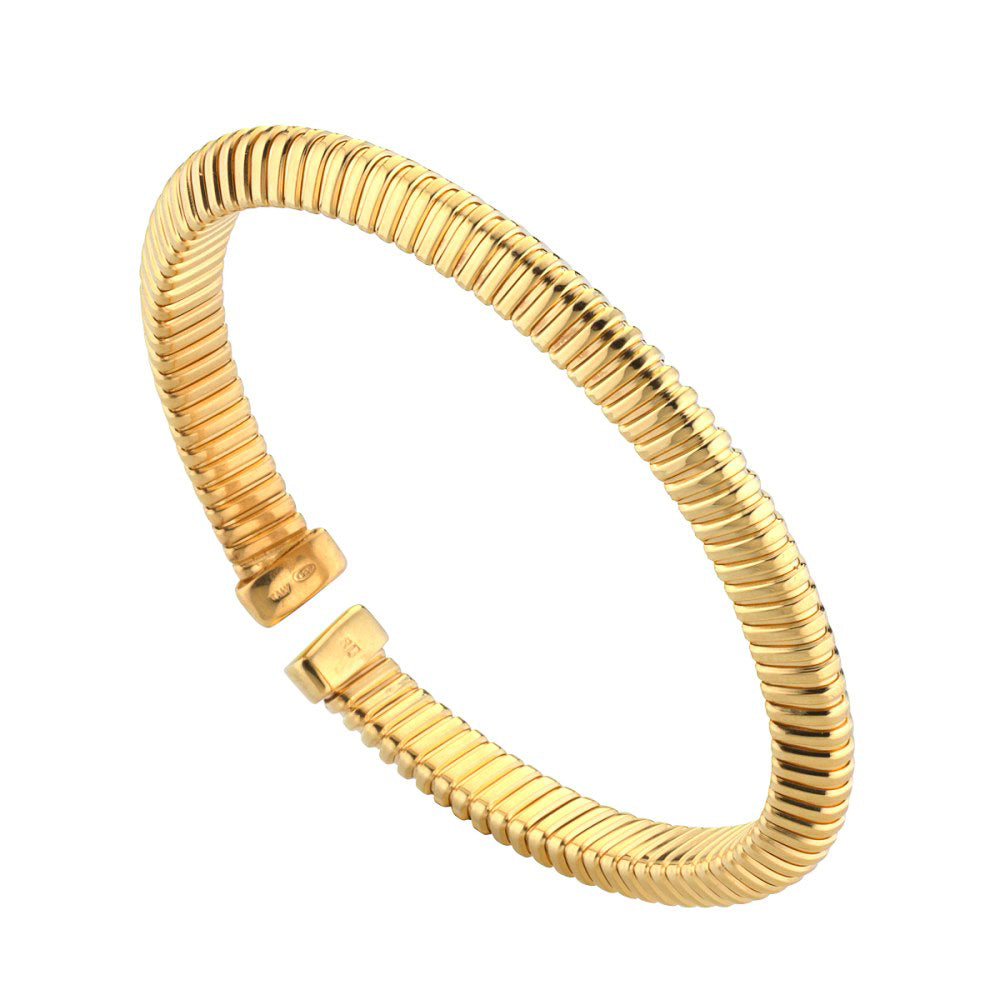 Italian Tubogas Bangle Sterling Silver, Gold Plated