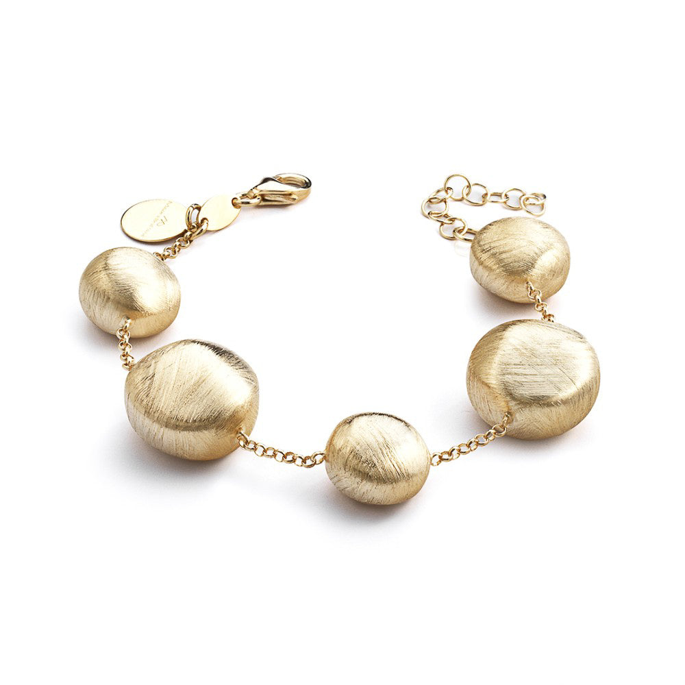 Italian Button Bracelet Sterling Silver, Gold Plated
