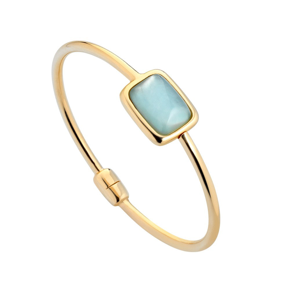 Italian Blue Quartz Bangle Sterling Silver, Gold Plated