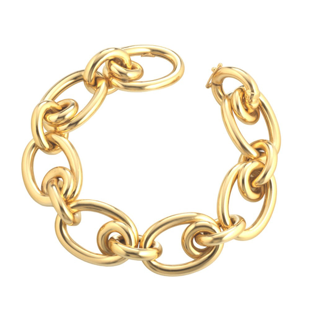 Italian Multi Link Bracelet Sterling Silver, Gold Plated