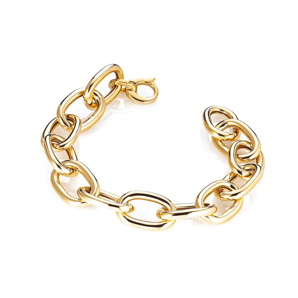 Italian Oval Multi Link Bracelet Sterling Silver, Gold Plated