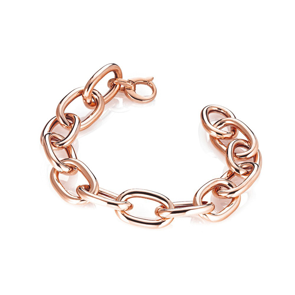 Italian Oval Link Bracelet Sterling Silver, Gold Plated