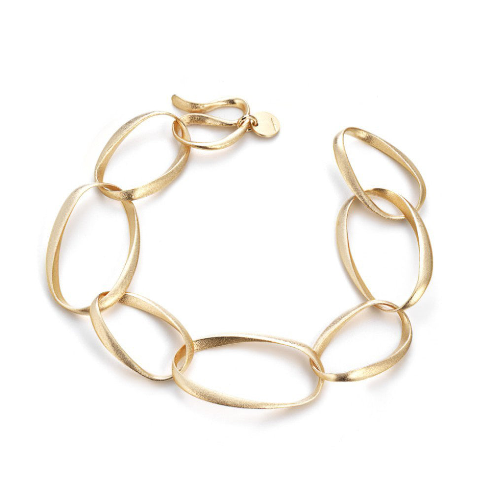 Italian Satin Finish Bracelet Sterling Silver, Gold Plated