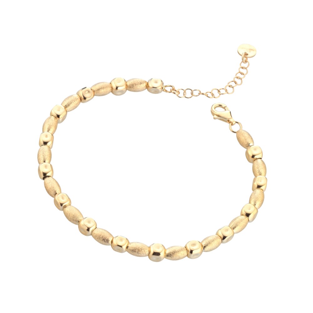 Italian bead bracelet sterling silver, gold plated / 17cm