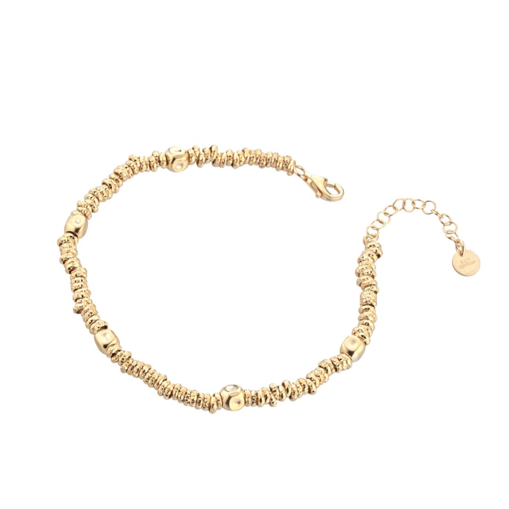 Italian bead bracelet sterling silver, gold plated / 17cm