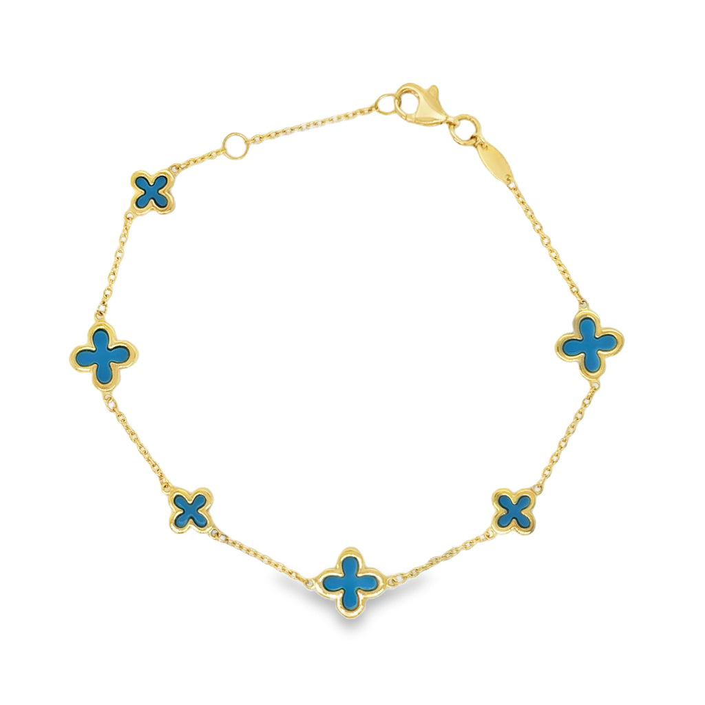 Turquoise Clover Pendant yellow gold