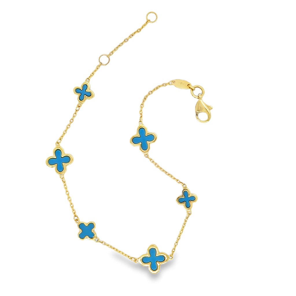 Turquoise Clover Pendant yellow gold