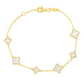 Mother of Pearl Clover Bracelet yellow gold