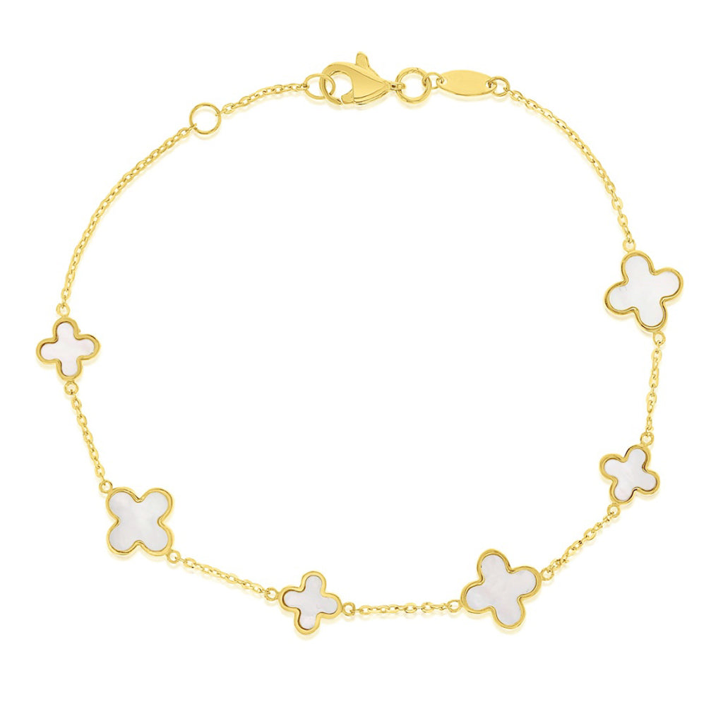 Mother of Pearl Clover Bracelet yellow gold