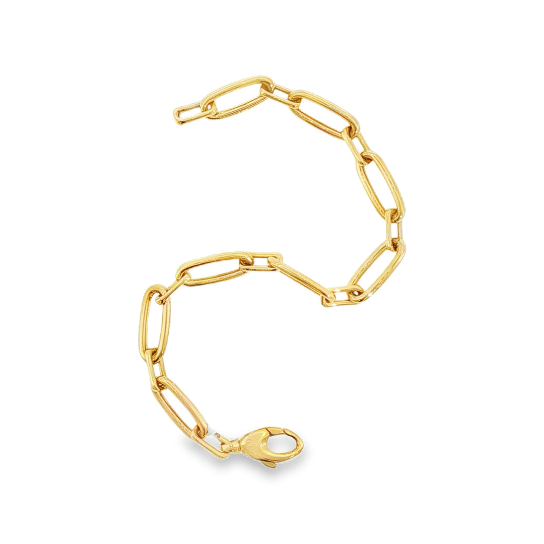 Short and Long Oval Link Bracelet Yellow Gold / 19cm