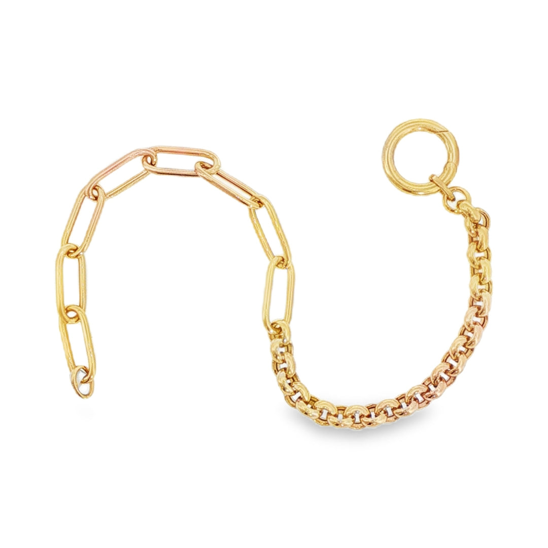 Paper Clip Link and Belcher Link Bracelet Yellow Gold / 19cm