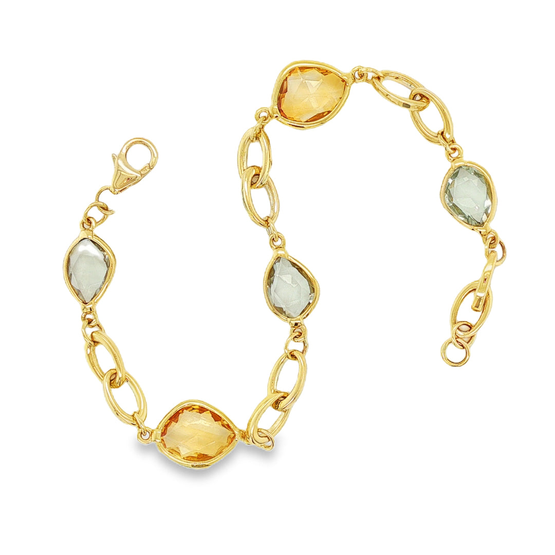 Coloured Stone Bracelet Yellow Gold / 19cm