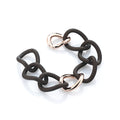 Rose Gold Plated And Rubber Bracelet Sterling Silver Rose Gold Plated / 16 g