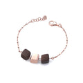 Rose Gold Plated And Rubber Bracelet Sterling Silver Rose Gold Plated / 4.5 g