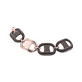 Rose Gold Plated And Rubber Bracelet Sterling Silver Rose Gold Plated / 21 g