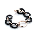 Rose Gold Plated And Rubber Bracelet Sterling Silver Rose Gold Plated / 13.38 g