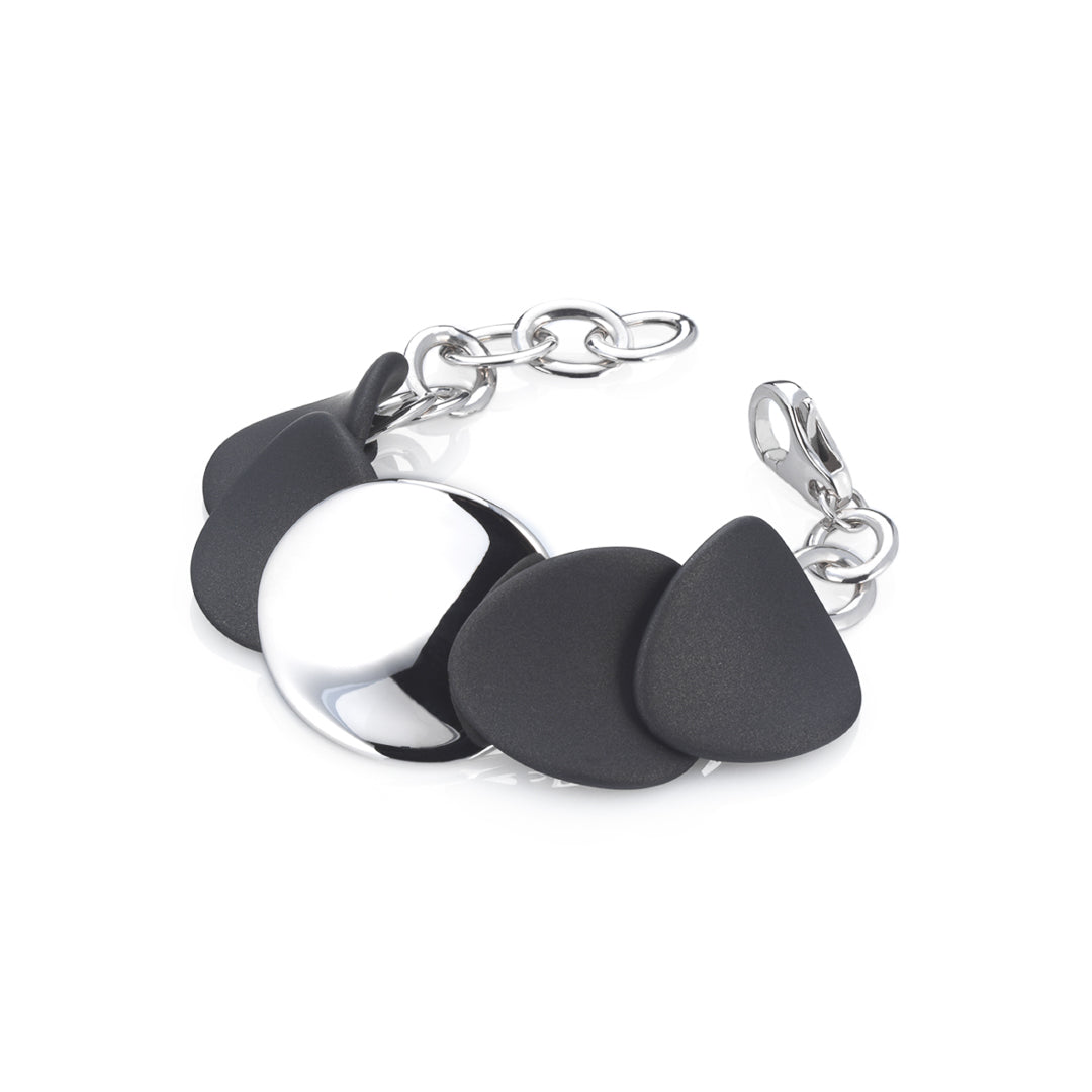 Sterling Silver And Rubber Bracelet Sterling Silver / 13 g