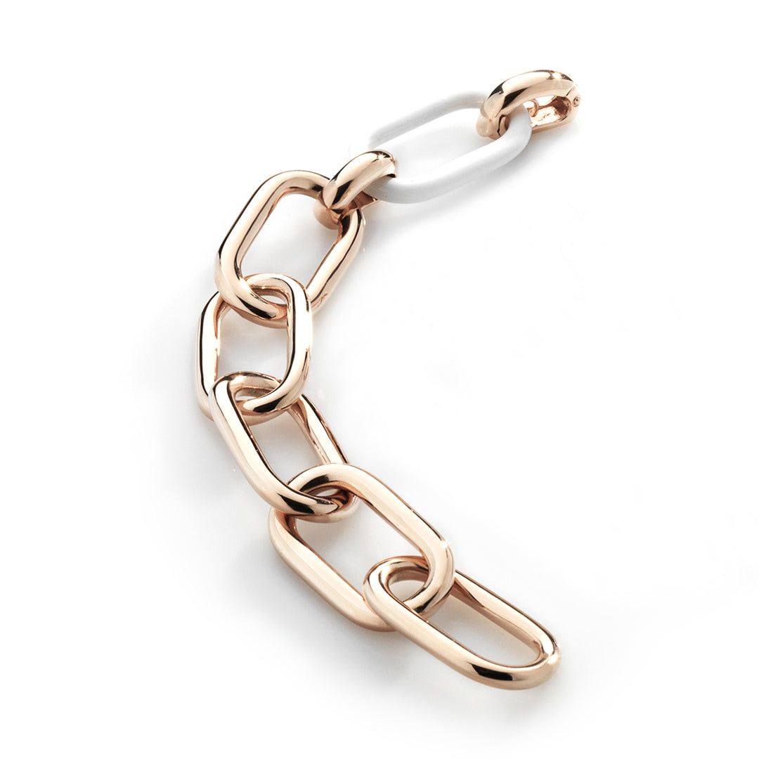 Rose Gold Plated And Rubber Bracelet Sterling Silver Rose Gold Plated / 25 g