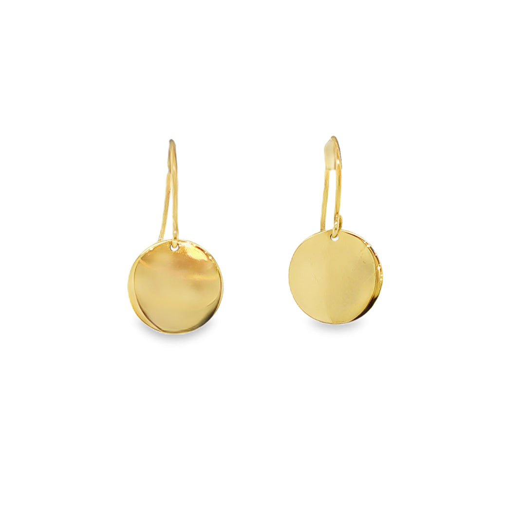 Drop Disc Earrings Yellow Gold