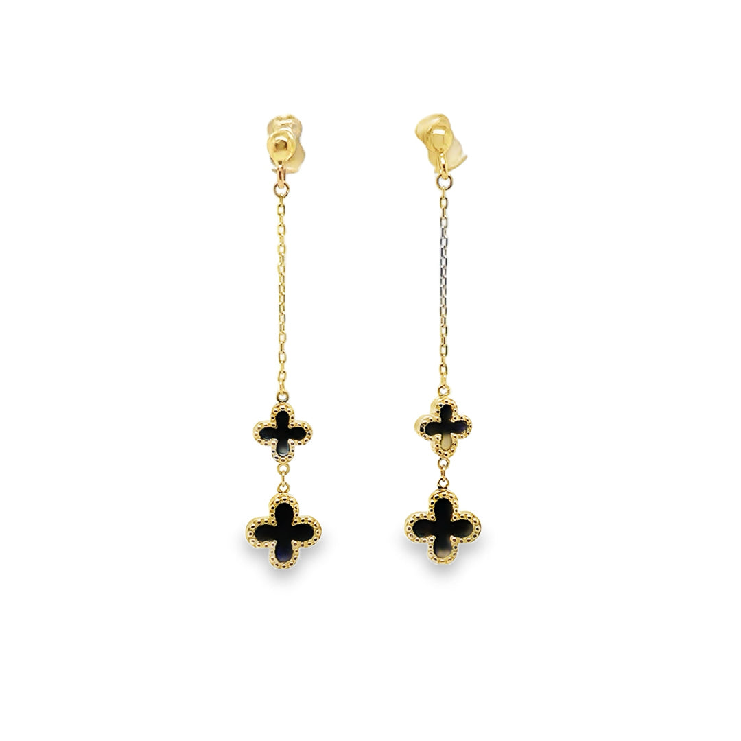Onyx Double Drop Drop Earrings – 9ct Yellow Gold 9ct Yellow Gold
