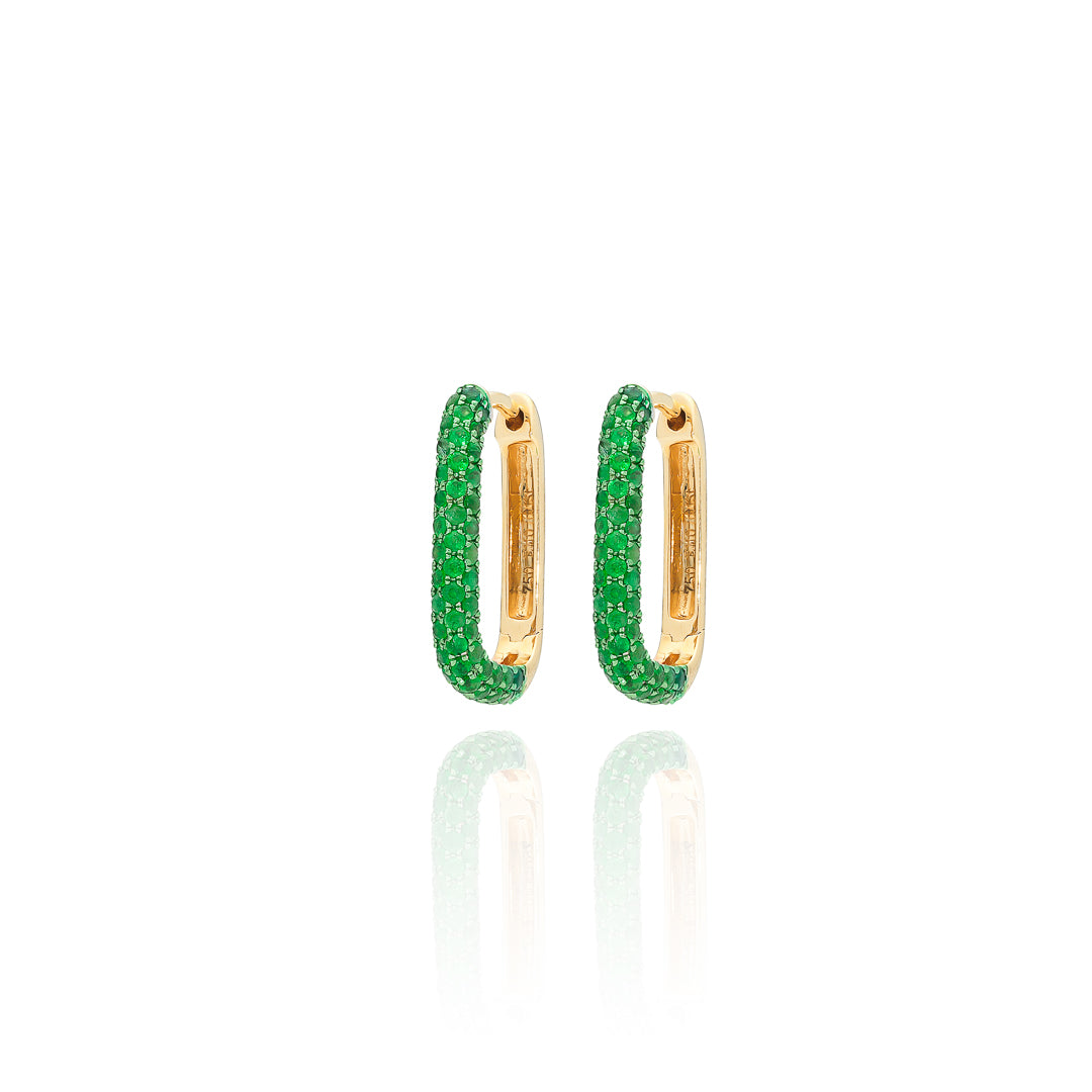 Pave Emerald Earrings 18ct Yellow Gold