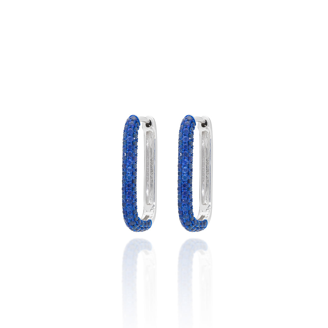 Pave Sapphire Earrings 18ct White Gold