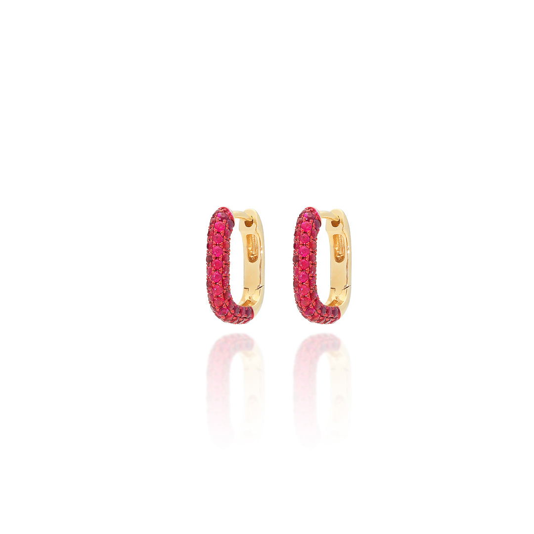 Pave Ruby Earrings 18ct Yellow Gold