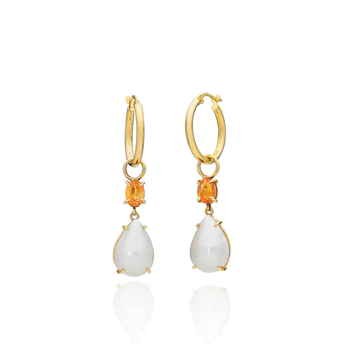 Citrine & Mabe Pearl Slides 9ct Yellow Gold