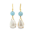 Aquamarine and Pearl Drop Earrings – 9ct Yellow Gold 9ct Yellow Gold