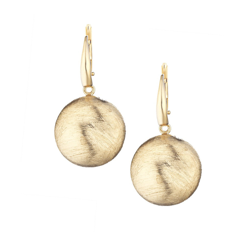 Italian Button Huggie Earrings Sterling Silver, Gold Plated