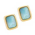 Italian Blue Quartz Earrings Sterling Silver, Gold Plated