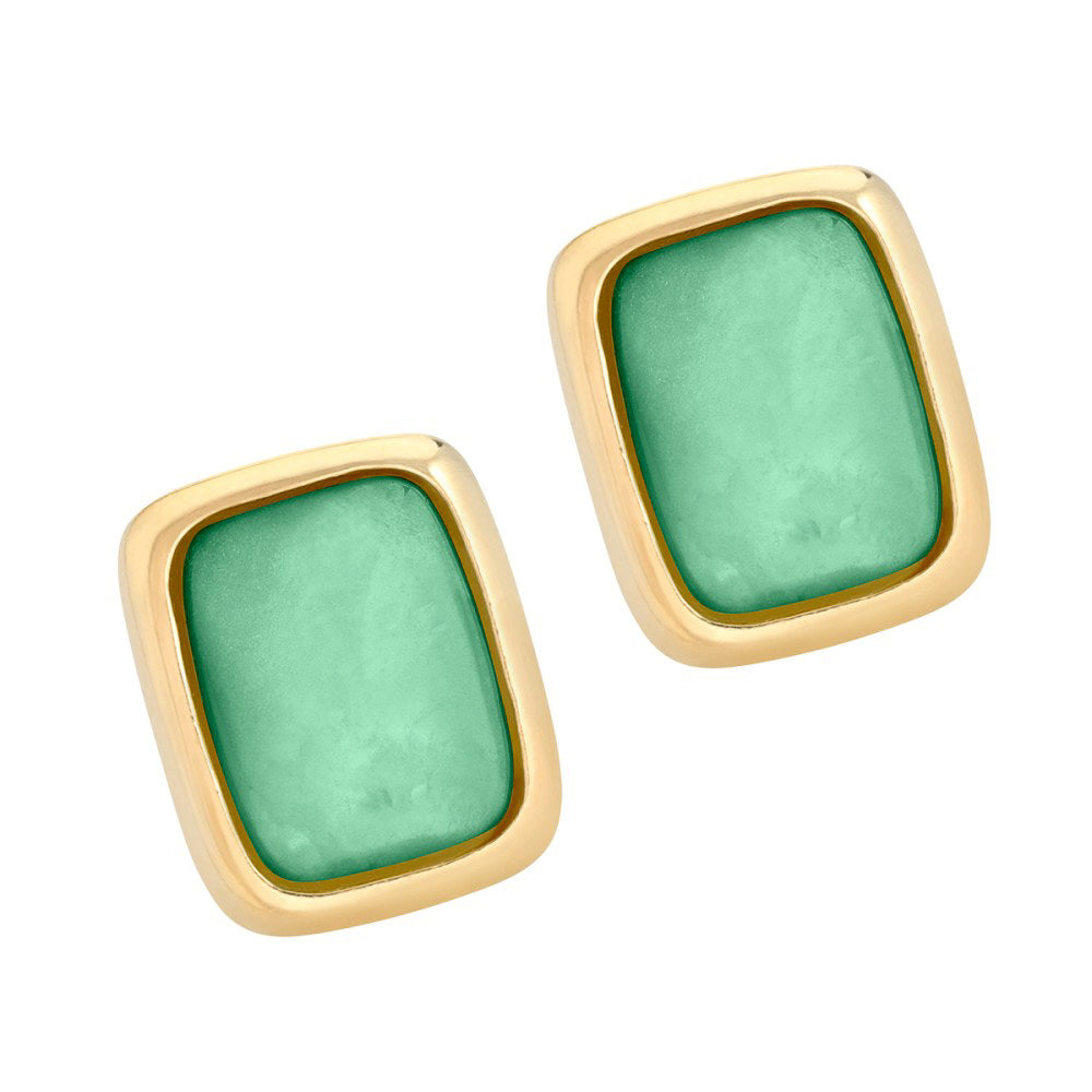 Italian Green Quartz Earrings Sterling Silver, Gold Plated