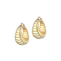 Italian Ribbed Earrings Sterling Silver, Gold Plated