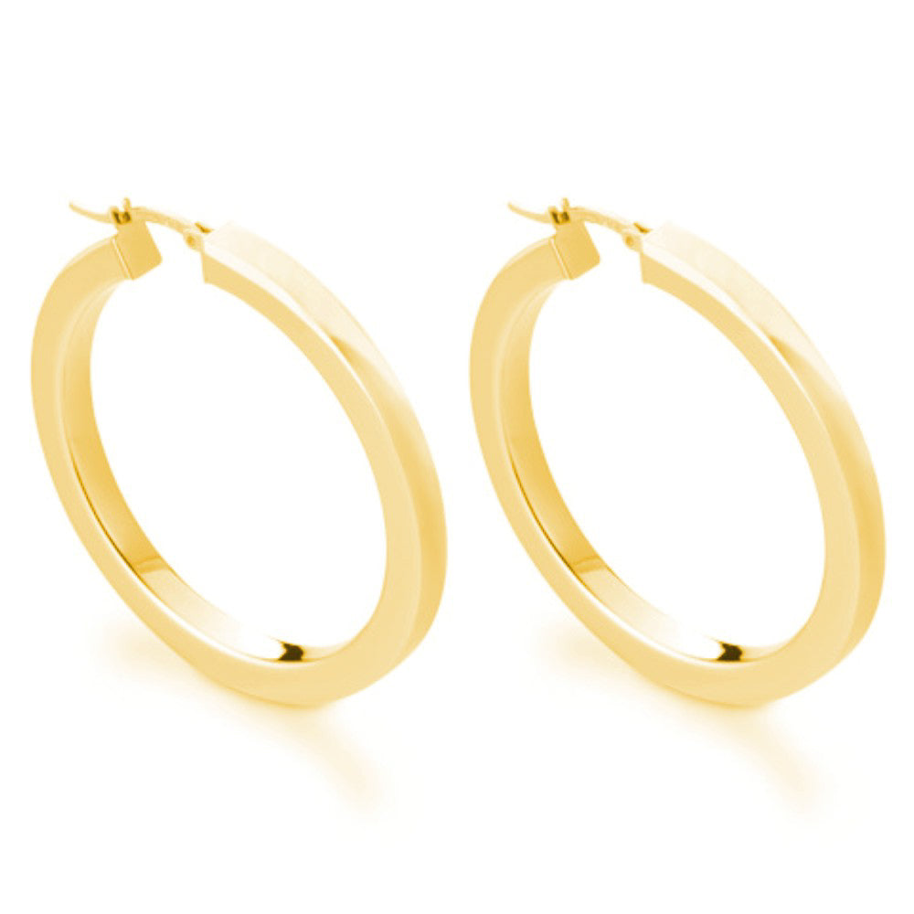 Italian Hoop Earrings Sterling Silver, Gold Plated