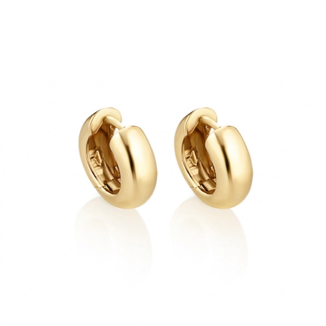 Italian Huggie Earrings Sterling Silver, Gold Plated