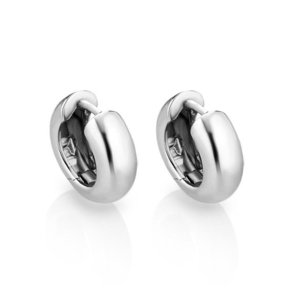 Italian Rounded Huggie Earrings Sterling Silver