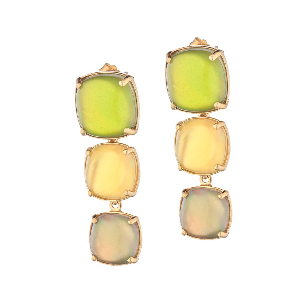 Italian triple drop earrings sterling silver, gold plated